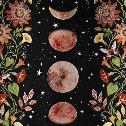 Purplehecate Moon Phase Floral All Over Print T-Shirt