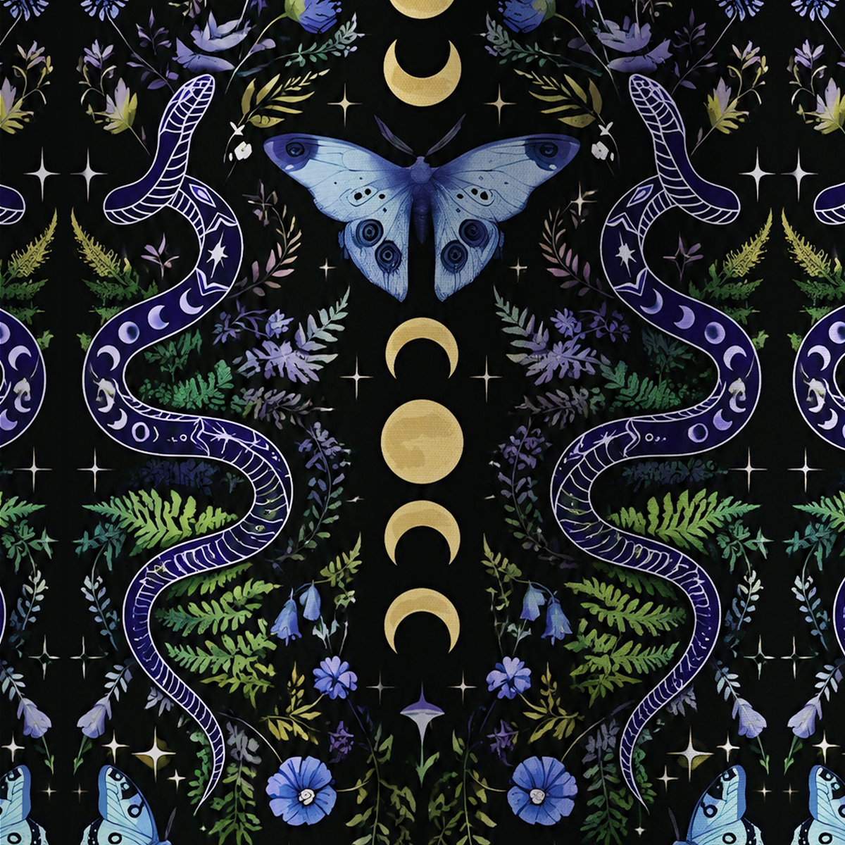 Purplehecate Moon Moth Witchery All Over Print T-Shirt
