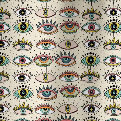 Purplehecate Evil Eye Pattern All Over Print T-Shirt