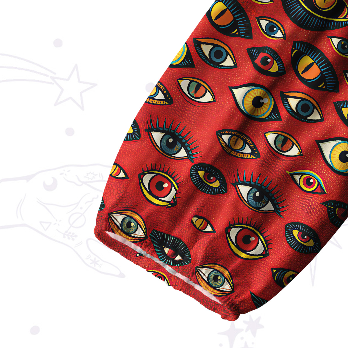 Purplehecate Cosmic Watcher Cat Split Neck Tie Blouse
