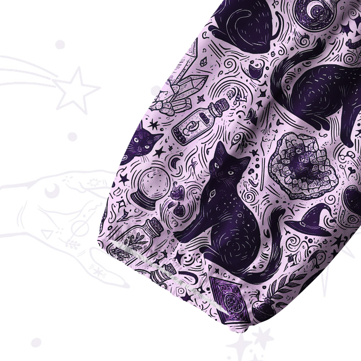 Purplehecate Midnight Black Cat Witch Potion Split Neck Tie Blouse