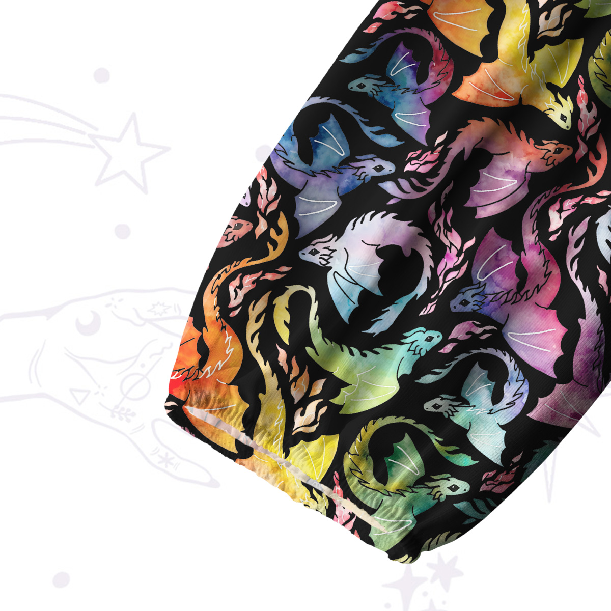 Purplehecate Rainbow Dragon Fire Split Neck Tie Blouse