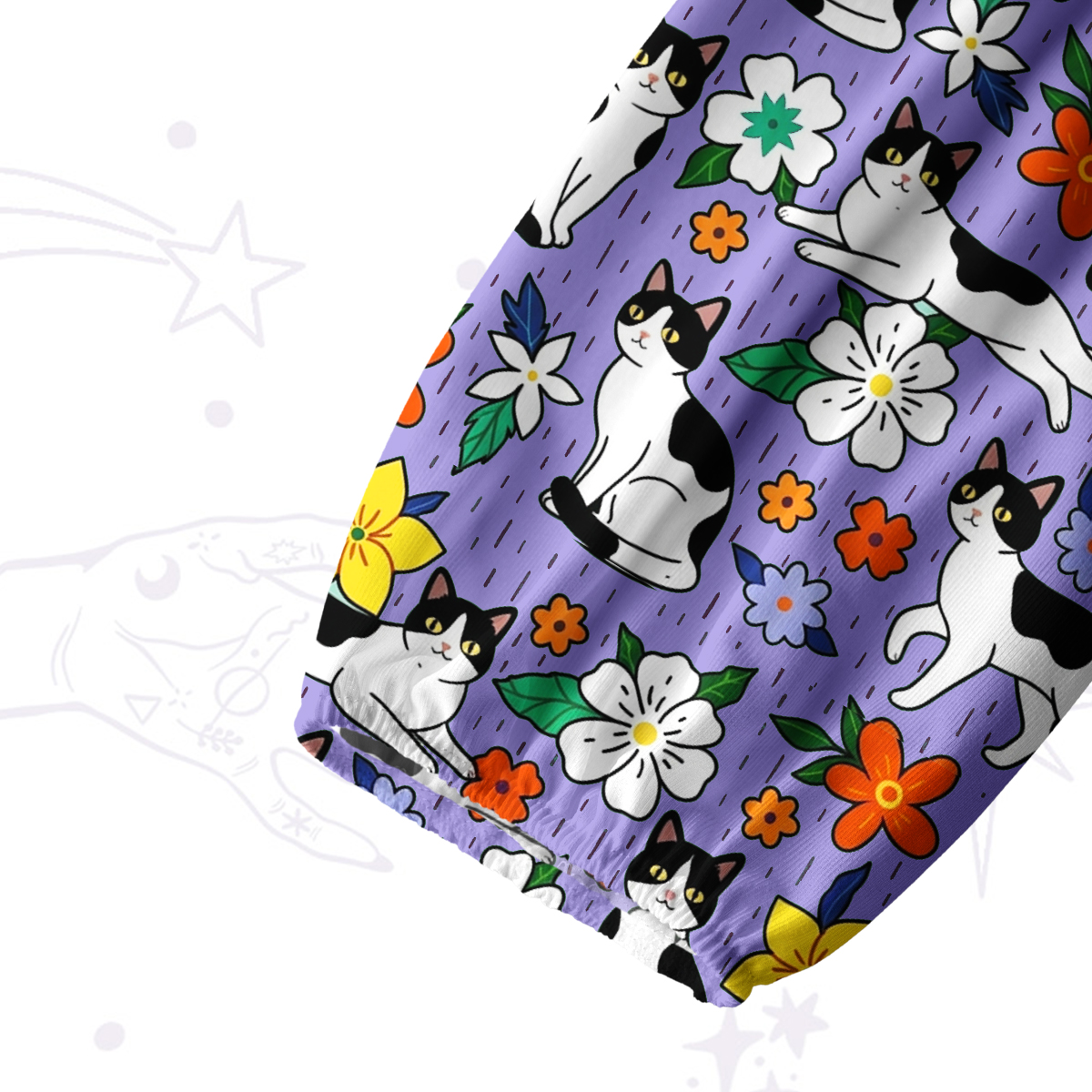 Purplehecate Enchanted Spring Whispering Cat Split Neck Tie Blouse