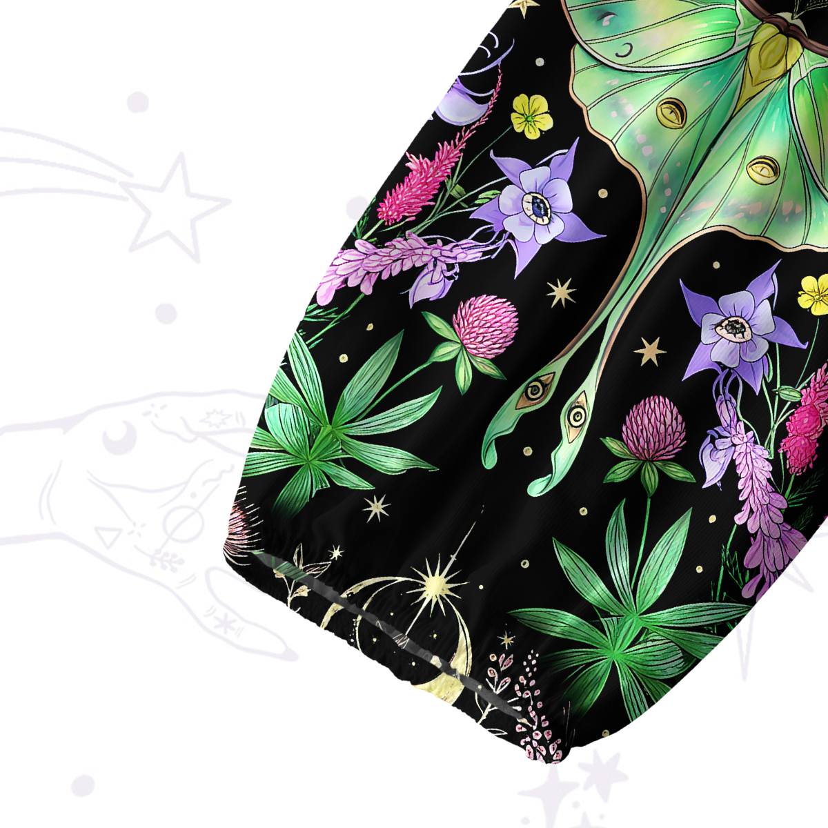 Purplehecate Mystic Lunar Moth Herbal Forest Split Neck Tie Blouse
