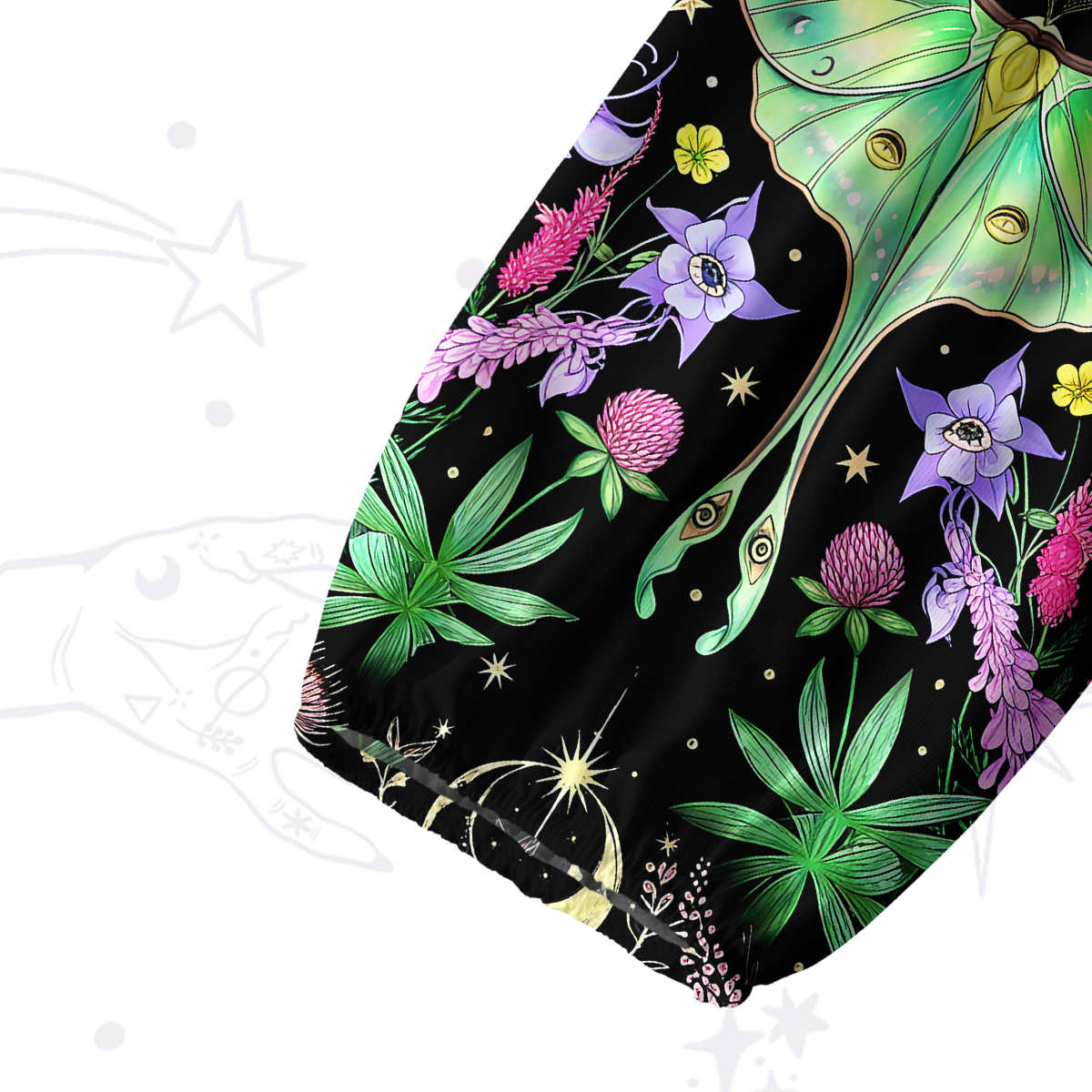 Purplehecate Mystic Lunar Moth Herbal Forest Split Neck Tie Blouse