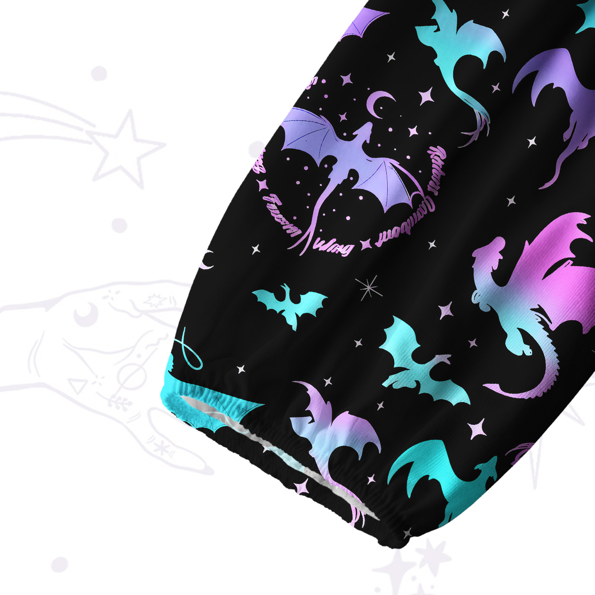 Purplehecate Neon Fantasy Dragon Allover Split Neck Tie Blouse