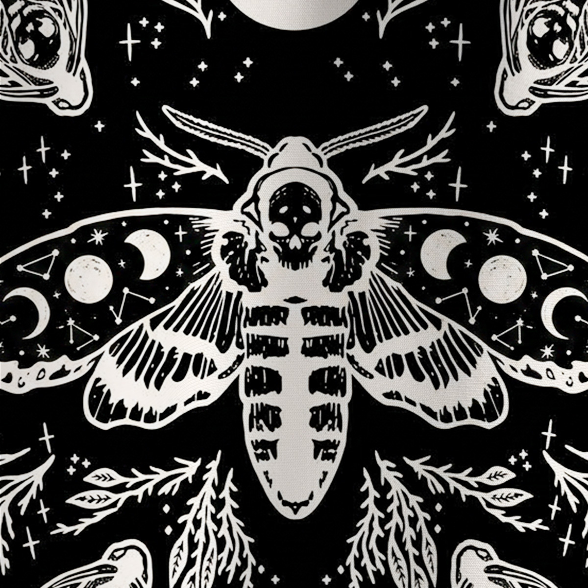 Purplehecate Gothic Death Moth Skull Moon Phases All Over Print T-Shirt