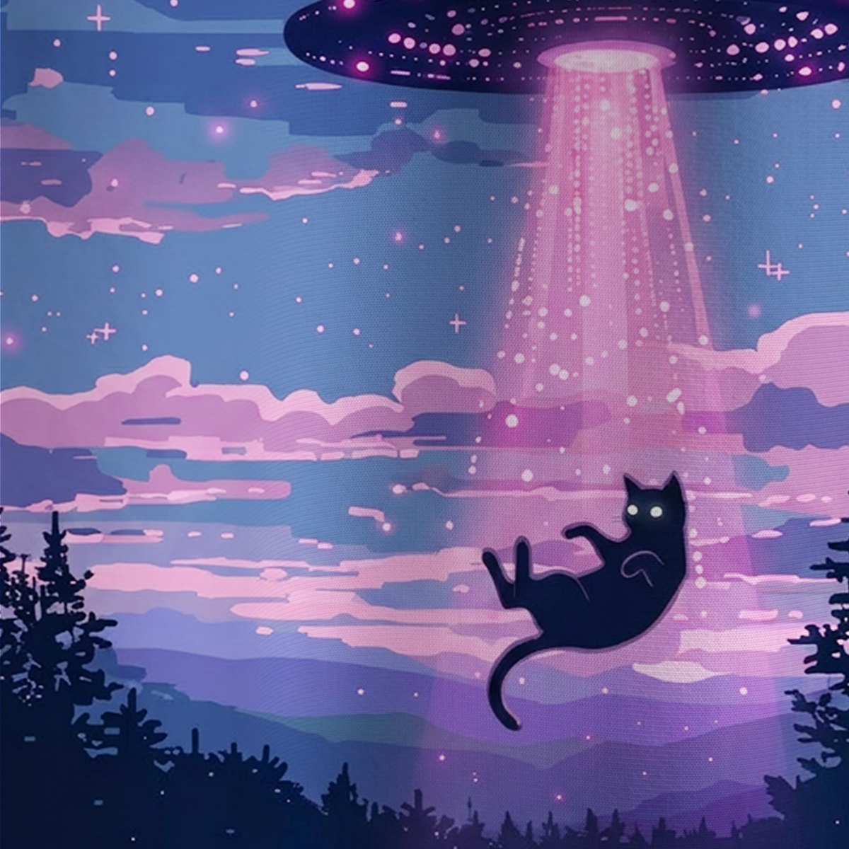 Purplehecate Mystic Cosmic Cat Abduction All Over Print T-Shirt