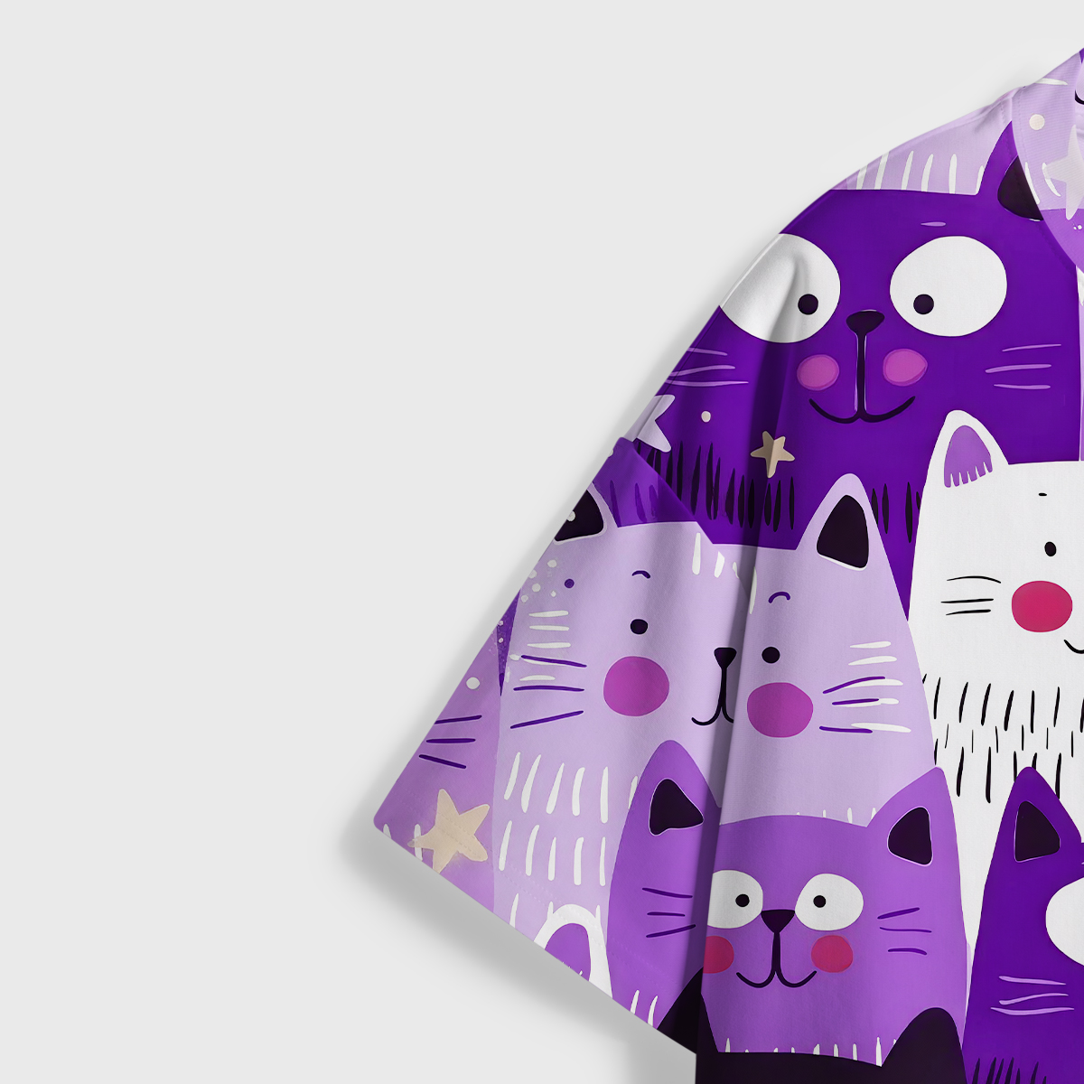 Purplehecate Colorful Cat Faces All Over Print T-Shirt