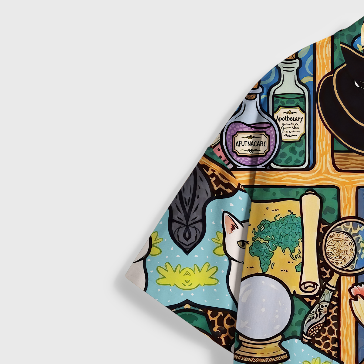 Purplehecate Witchy Curiosity Cabinet Cats All Over Print T-Shirt
