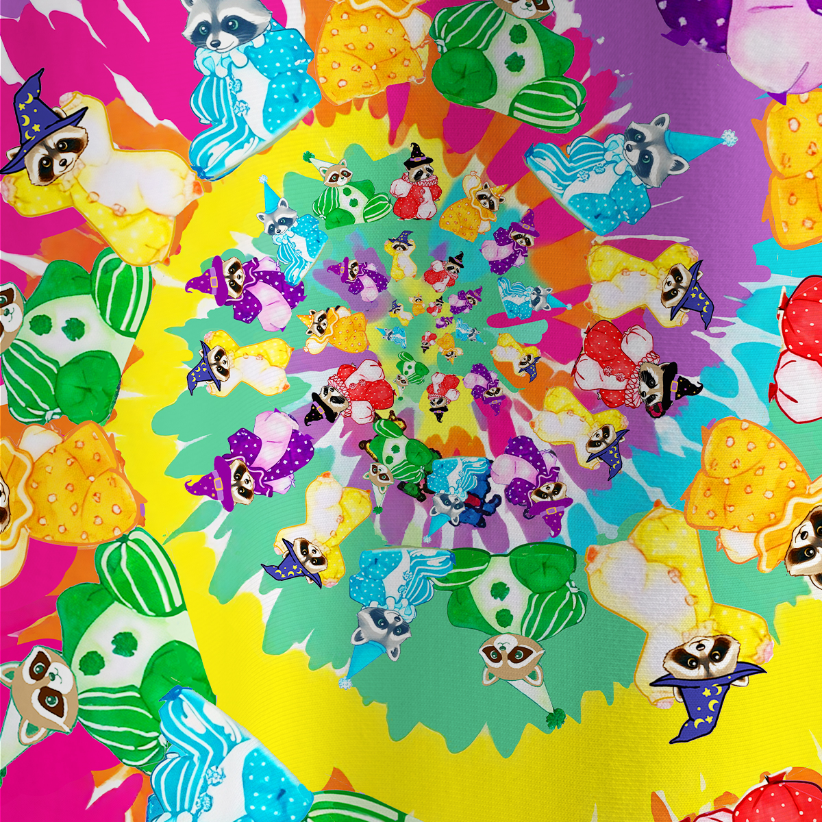 Purplehecate Rainbow Kaleidoscope Raccoon All Over Print T-Shirt