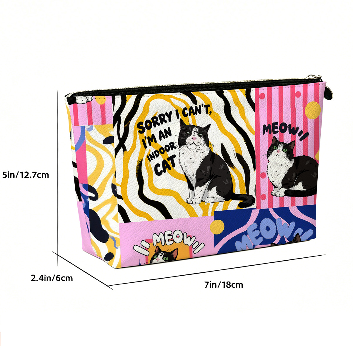 Purplehecate Sorry I Can't Go I'm an Indoor Cat Zip Makeup Bag