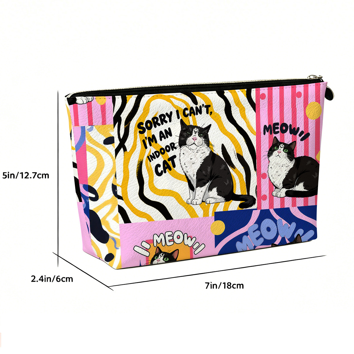 Purplehecate Sorry I Can't Go I'm an Indoor Cat Zip Makeup Bag