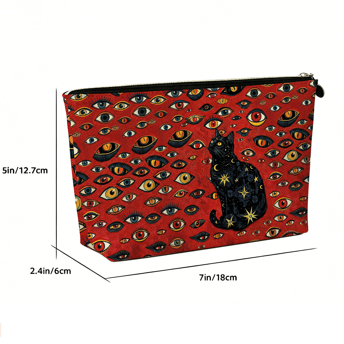 Purplehecate Cosmic Watcher Cat Zip Makeup Bag
