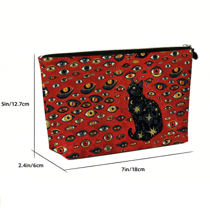 Purplehecate Cosmic Watcher Cat Zip Makeup Bag