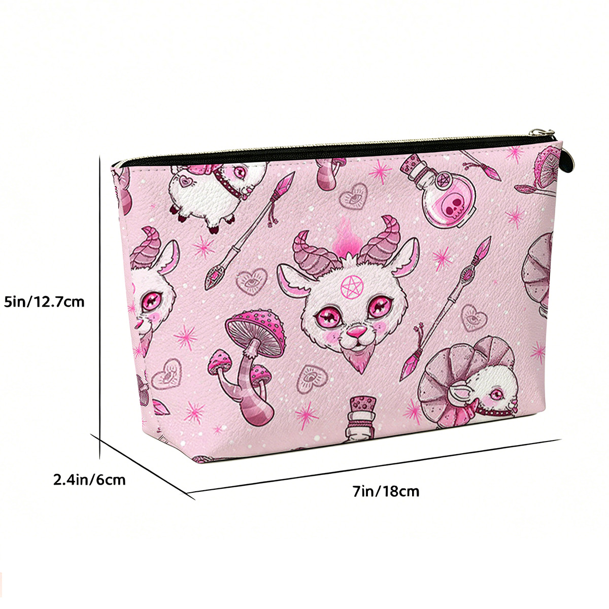 Purplehecate Pastel Occult Goat Zip Makeup Bag
