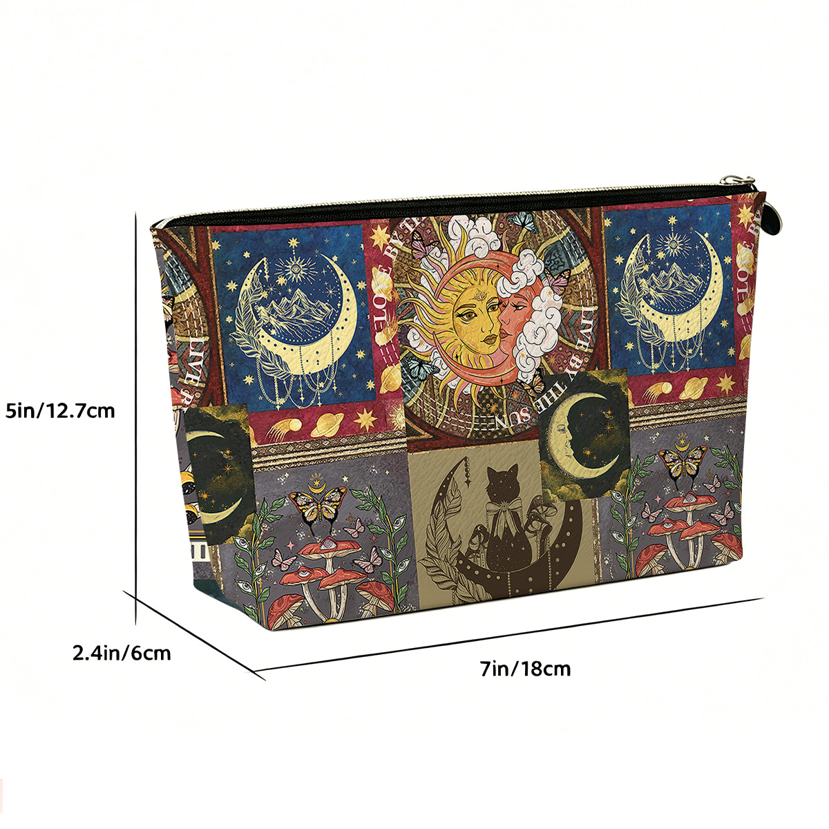 Purplehecate Starry Moon Patchwork for Cosmic Lovers Zip Makeup Bag