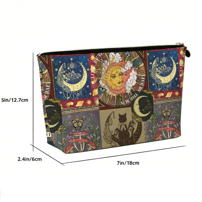 Purplehecate Starry Moon Patchwork for Cosmic Lovers Zip Makeup Bag