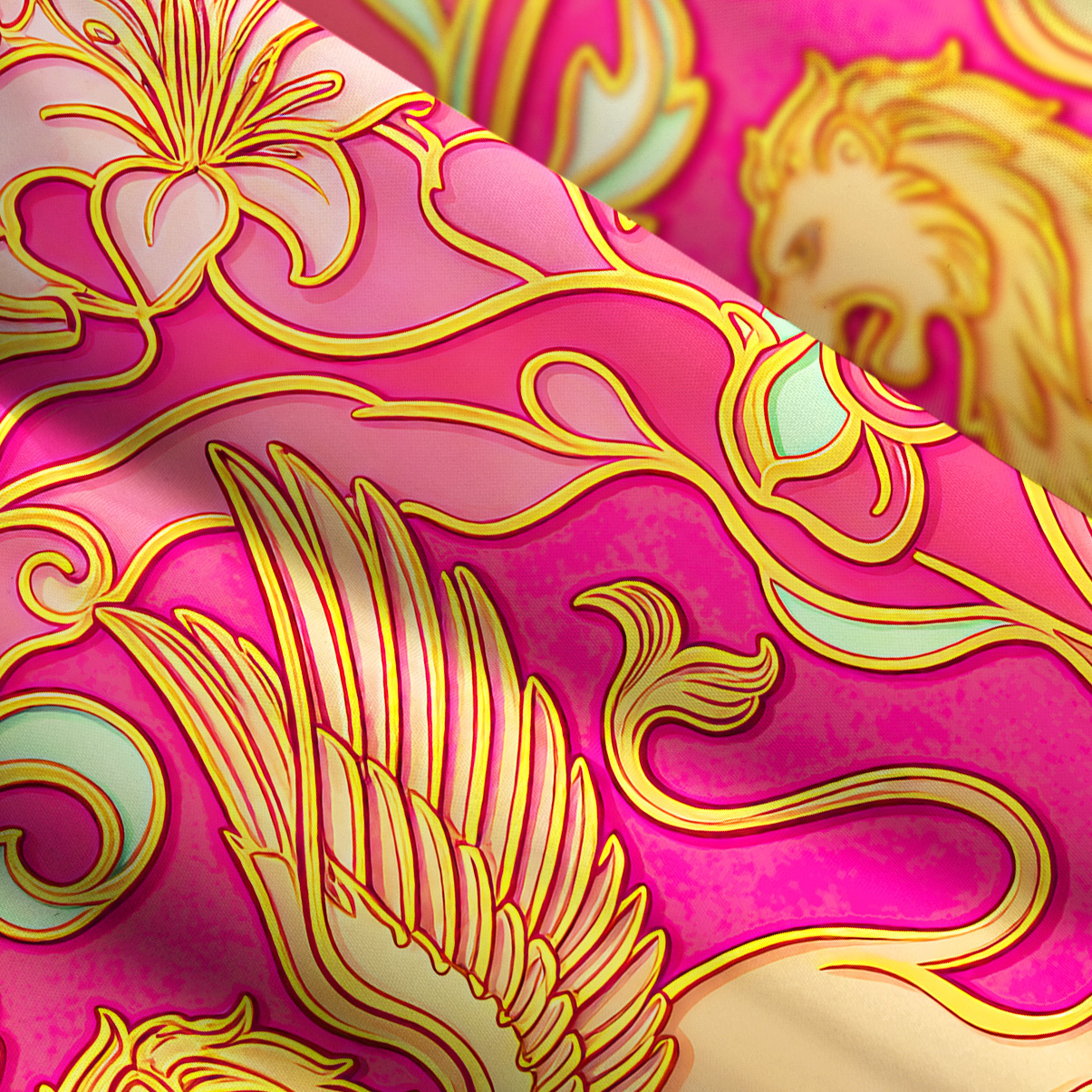 Purplehecate Baroque Lion & Deer Heraldry Wide Straps Maxi Dress