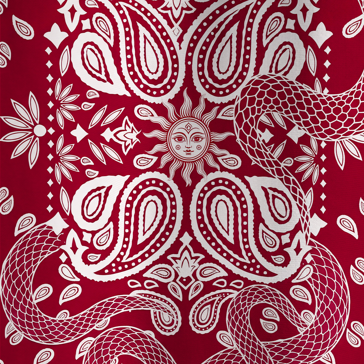 Purplehecate Crimson Serpent Paisley All Over Print T-Shirt