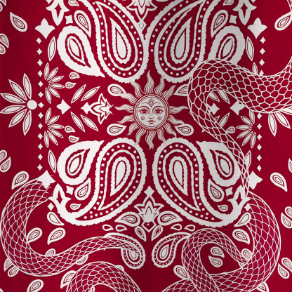 Purplehecate Crimson Serpent Paisley All Over Print T-Shirt