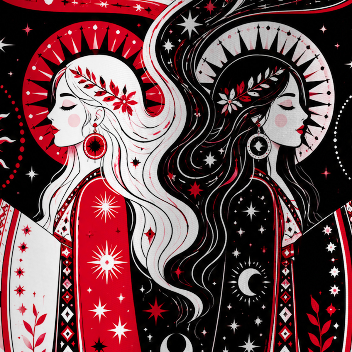 Purplehecate Day & Night Twin Goddess All Over Print T-Shirt