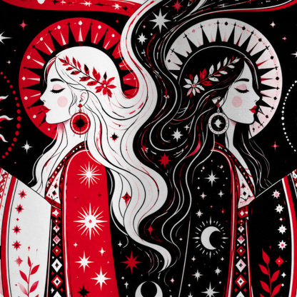 Purplehecate Day & Night Twin Goddess All Over Print T-Shirt