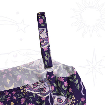 Purplehecate Enchanted Night Moth Stars Wide Straps Maxi Dress