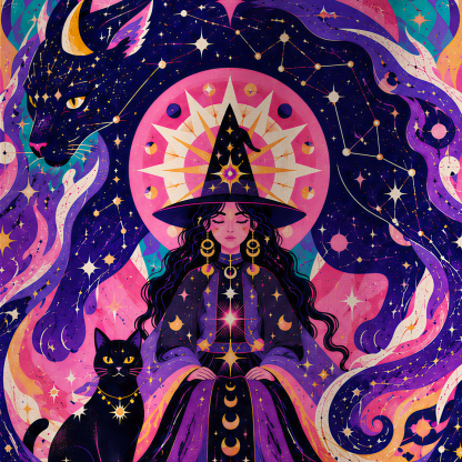 Purplehecate Psychedelic Wizard Night Moons Stars All Over Print T-Shirt
