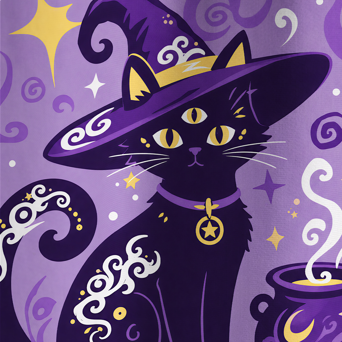Purplehecate Enchanted Cauldron Black Cat All Over Print T-Shirt