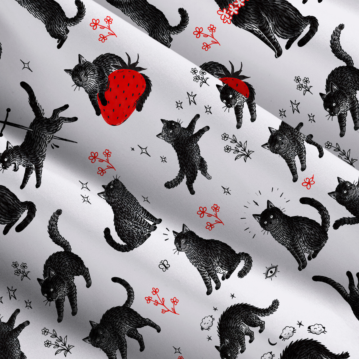 Purplehecate Cats Being Cats Wide Straps Maxi Dress