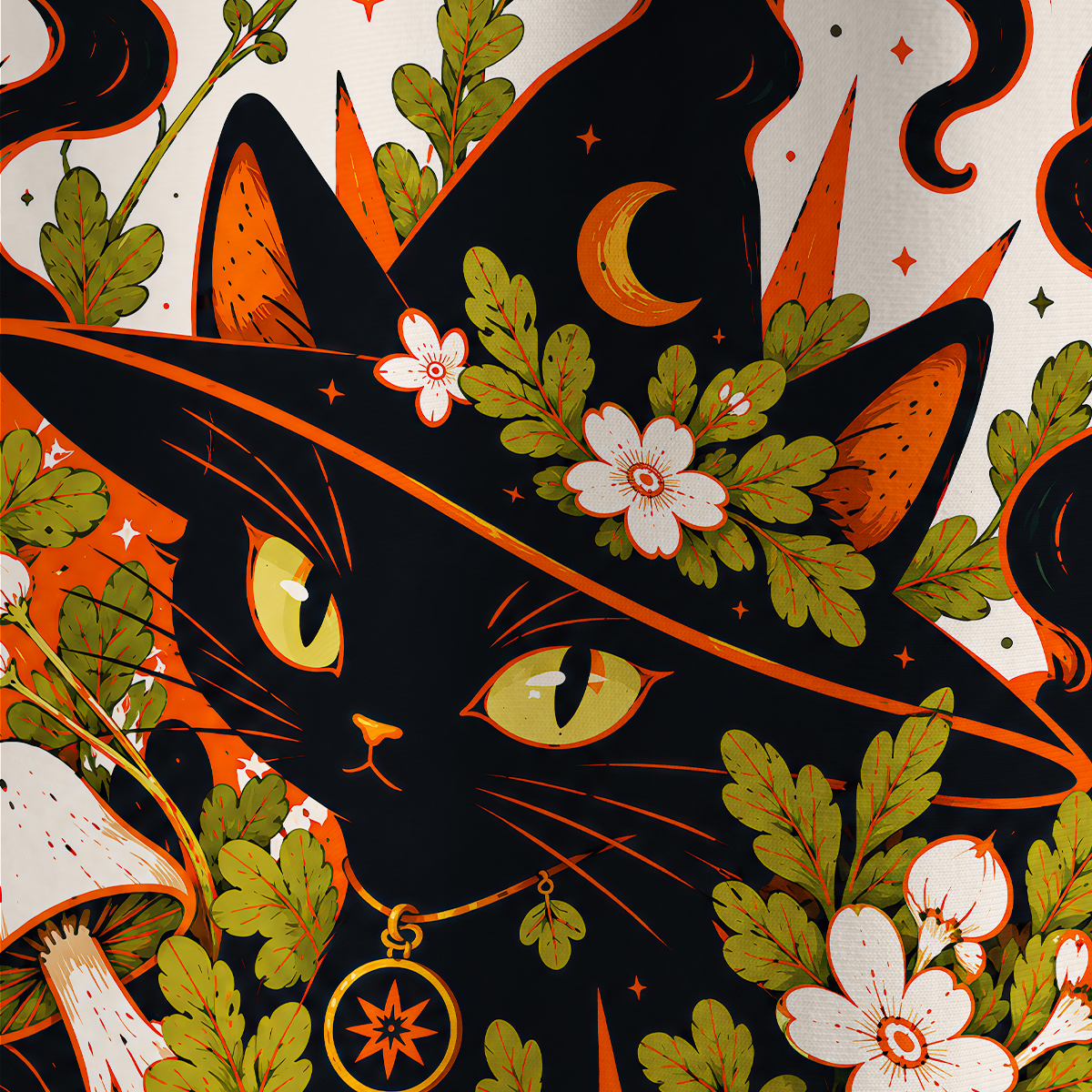 Purplehecate Enchanted Woodland Witch Cat All Over Print T-Shirt
