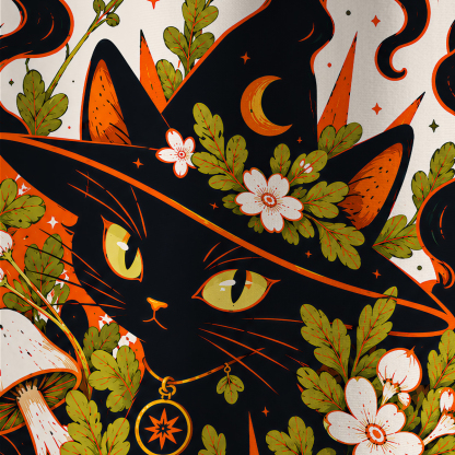 Purplehecate Enchanted Woodland Witch Cat All Over Print T-Shirt