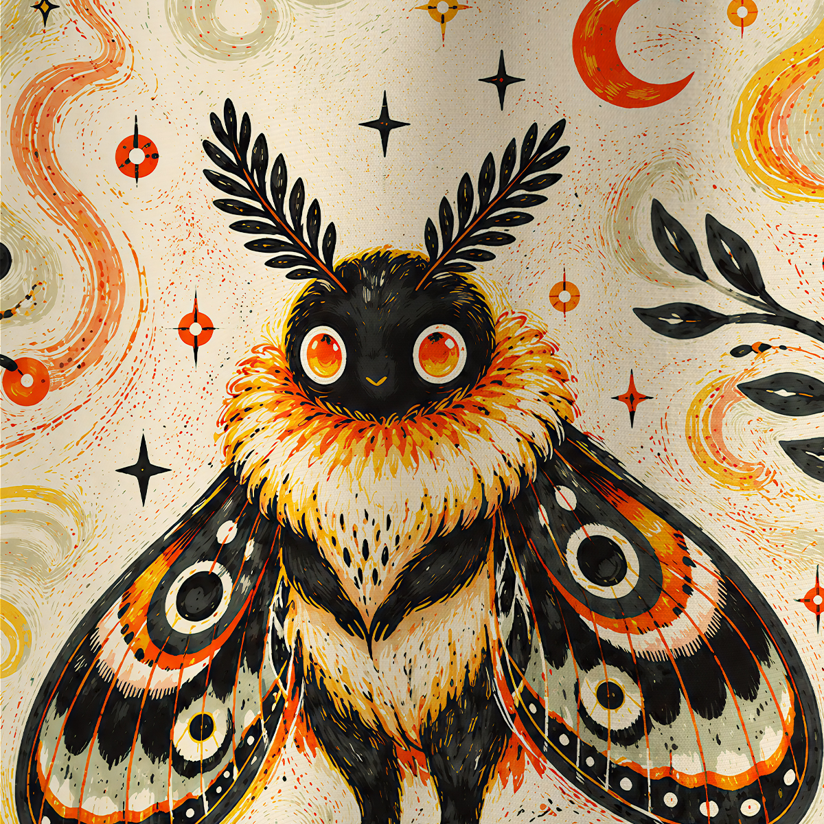 Purplehecate Autumn Moon Moth Guardian Graphic All Over Print T-Shirt
