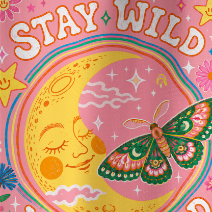 Purplehecate Stay Wild Moon Child Pink Lunar Moth All Over Print T-Shirt