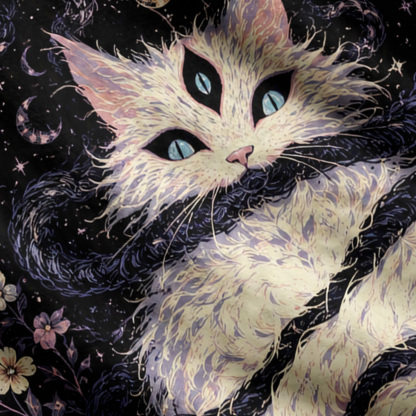 Purplehecate Moon Phase Oracle Cat Ugly Cardigan Sweaters