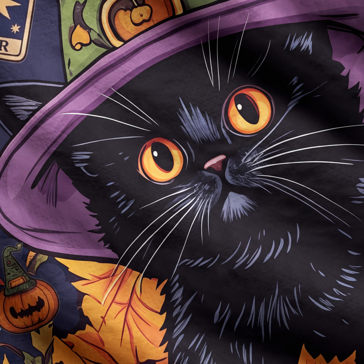 Purplehecate Magical Black Cats of the Harvest Night Ugly Cardigan Sweaters