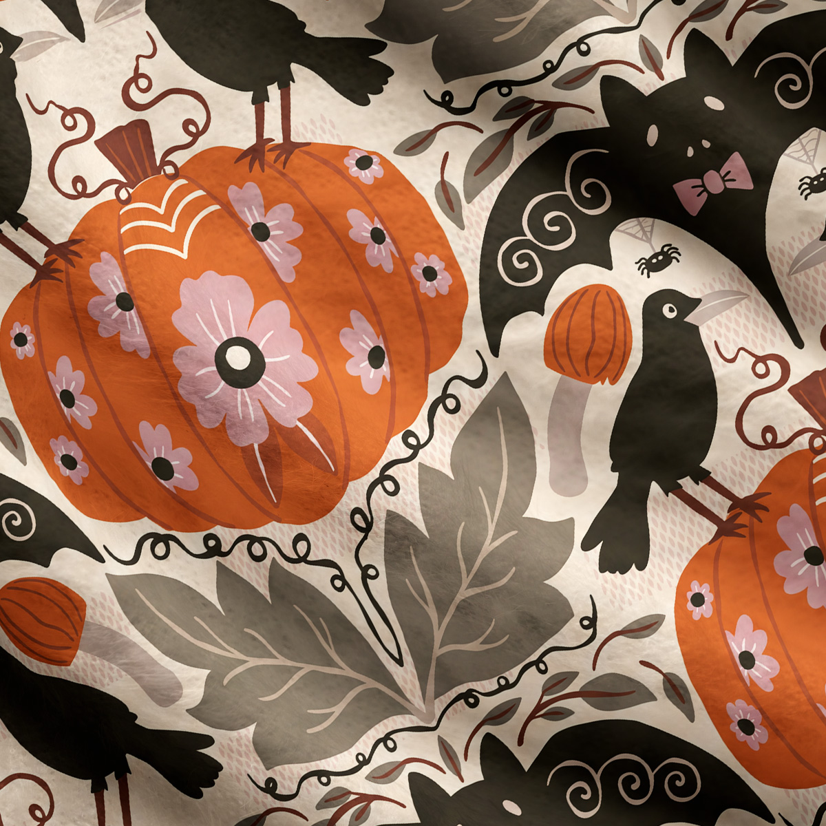 Purplehecate Ravens and Bats Beneath the Harvest Pumpkins Ugly Cardigan Sweaters