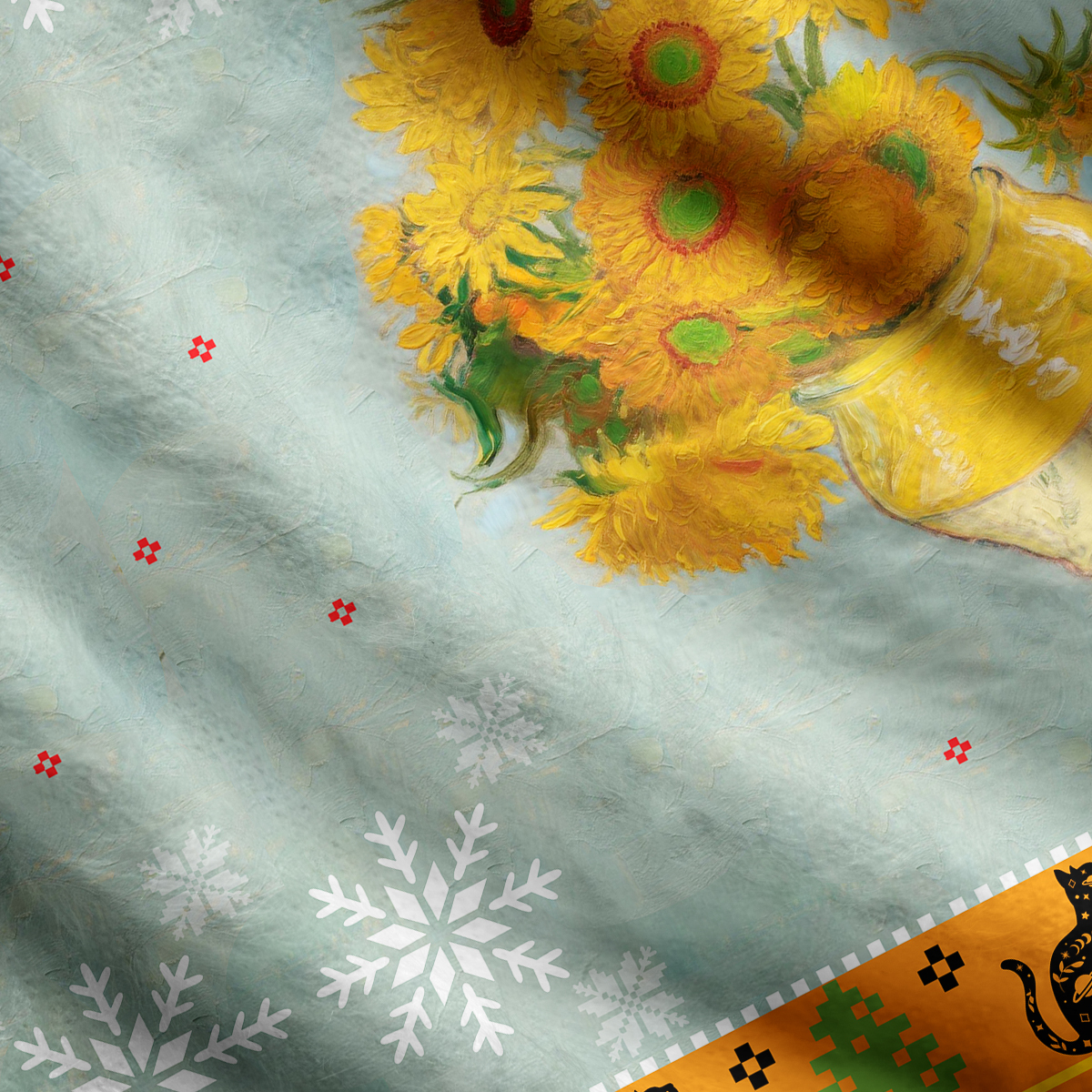 Purplehecate Sunflower Cat Ugly Cardigan Sweaters