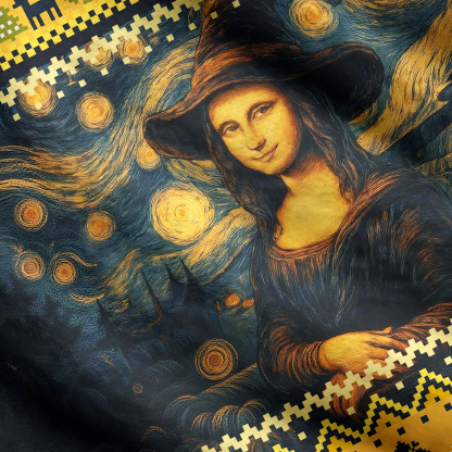 Purplehecate Mona Lisa Under the Starry Sky Ugly Cardigan Sweaters