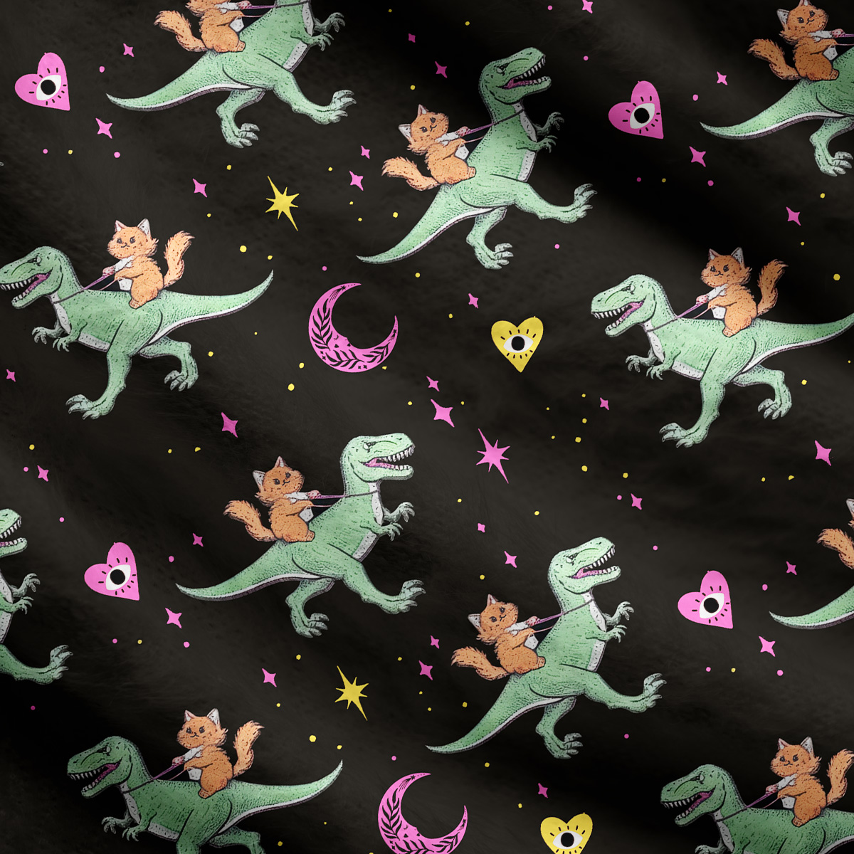 Purplehecate Witch Cat Rides the Dino Ugly Cardigan Sweaters