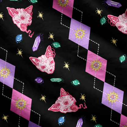 Purplehecate Moon Phase Cat Ugly Cardigan Sweaters