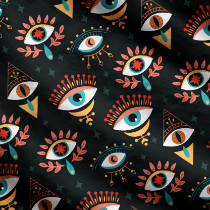 Purplehecate Evil Eye Pattern Ugly Cardigan Sweaters