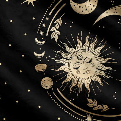 Purplehecate Celestial Sun and Moon Ugly Cardigan Sweaters