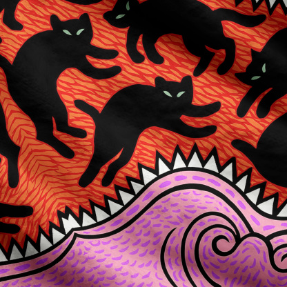 Purplehecate Cats for the Devil’s Feast Ugly Cardigan Sweaters