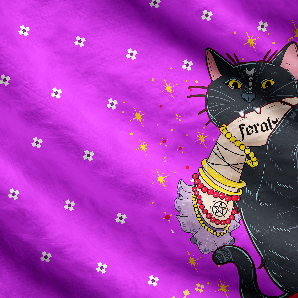Purplehecate Feral Cat Ugly Cardigan Sweaters
