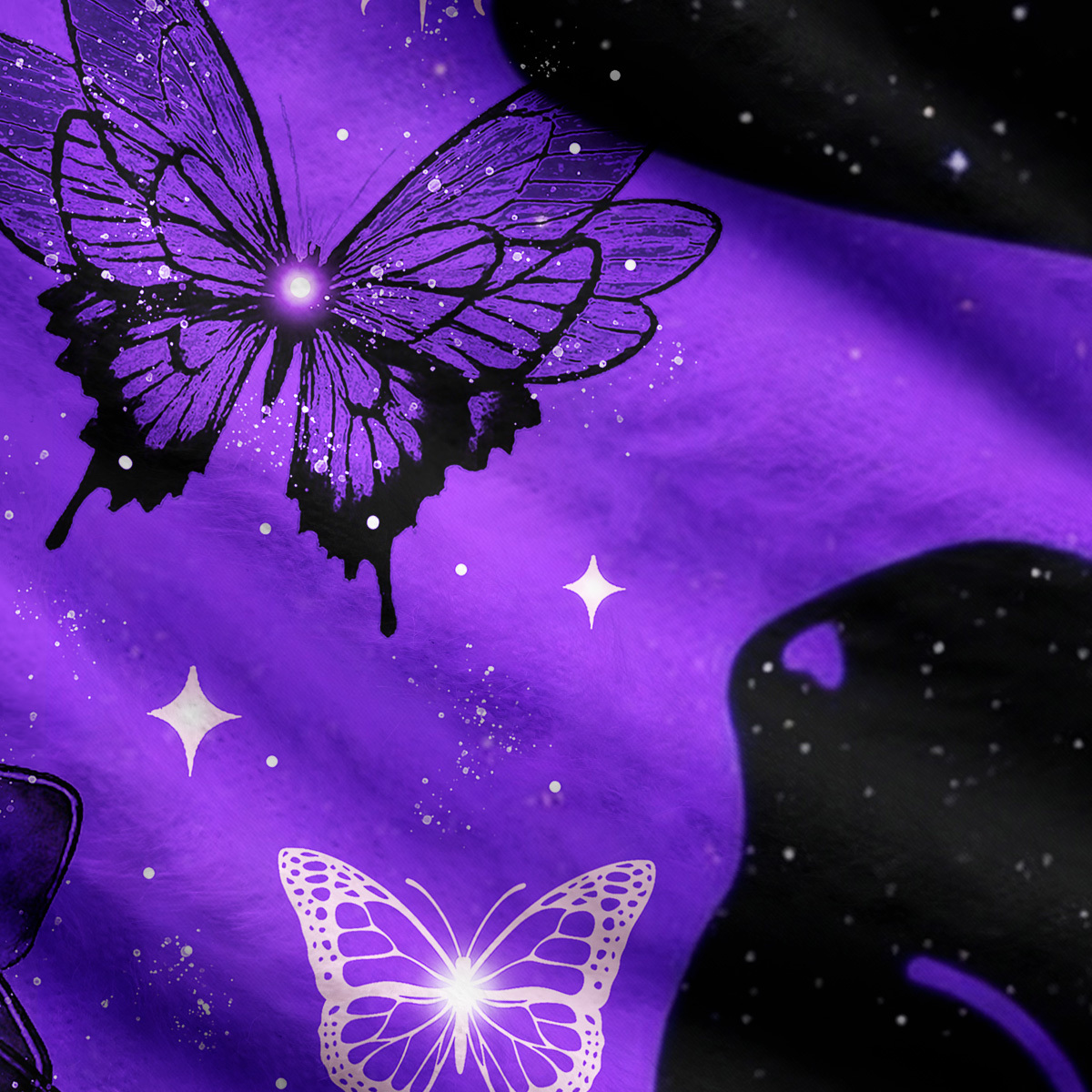 Purplehecate Starlit Cats & Butterflies Ugly Cardigan Sweaters