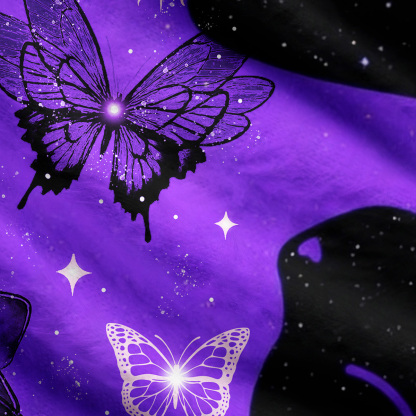 Purplehecate Starlit Cats & Butterflies Ugly Cardigan Sweaters