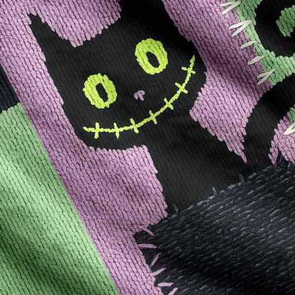Purplehecate Monster Black Cat Ugly Cardigan Sweaters