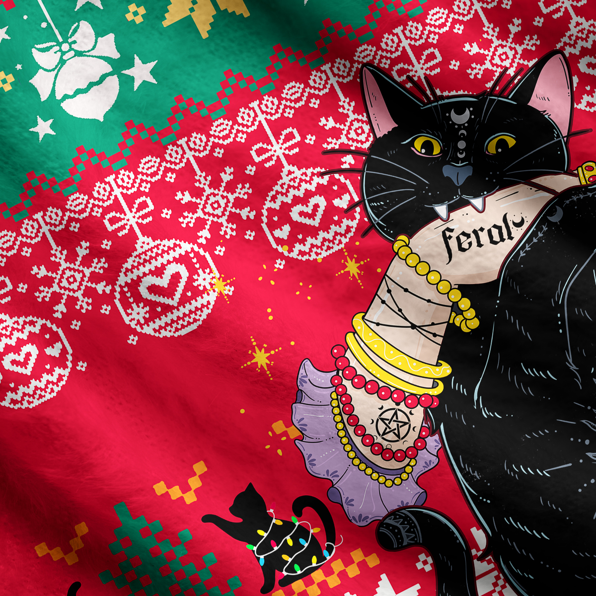 Purplehecate Feral Cat Ugly Cardigan Sweaters